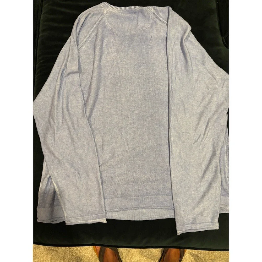 Tommy Bahama Sweater Mens XL Light Blue V-Neck Cable Knit Pullover